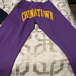 Purple and yellow Chinatown sweatsuit